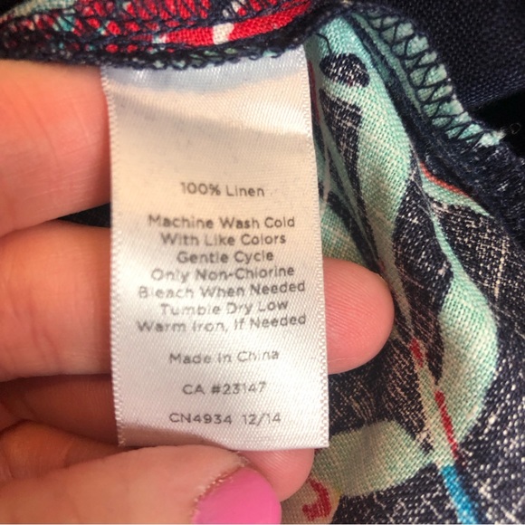 Talbots Pullover V-Neck 3/4 Sleeve Linen Dress Size L - Picture 3 of 9